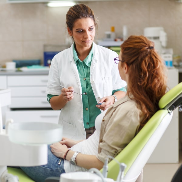 Woman in dentist chair