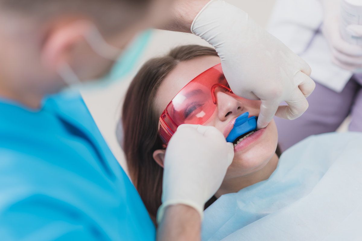 Dental procedure with protective eyewear